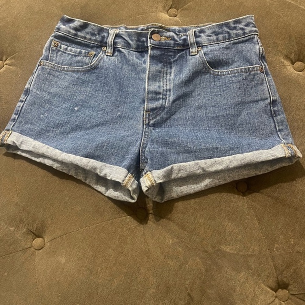 Forever 21 Blue Jean Shorts High-Waisted Frayed